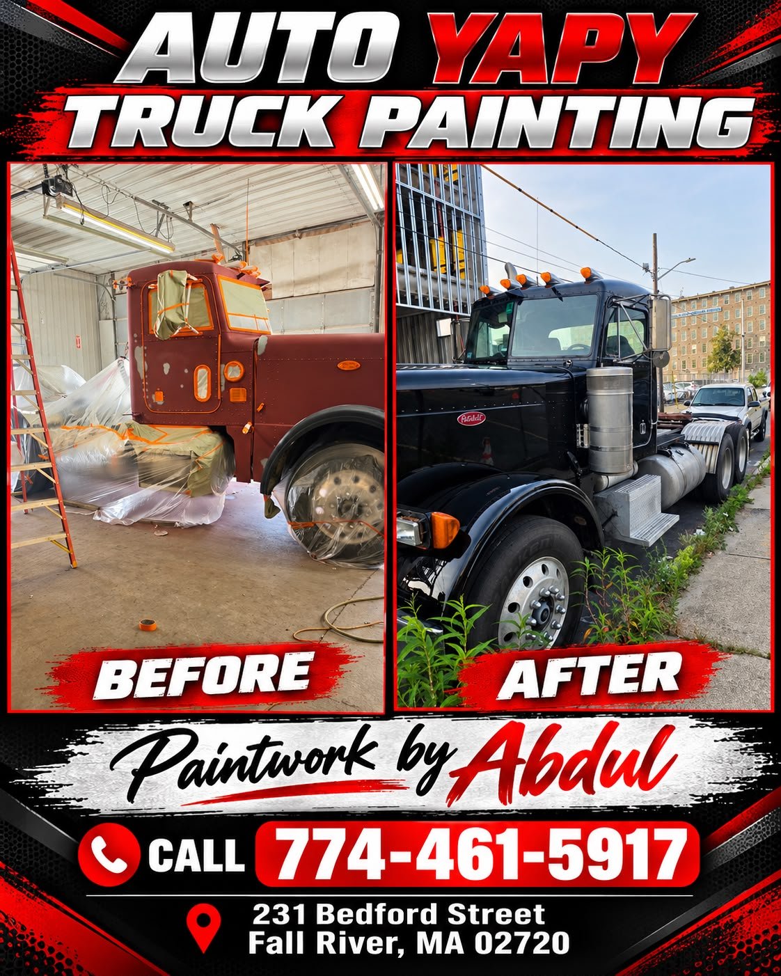 Peterbilt semi truck paint work